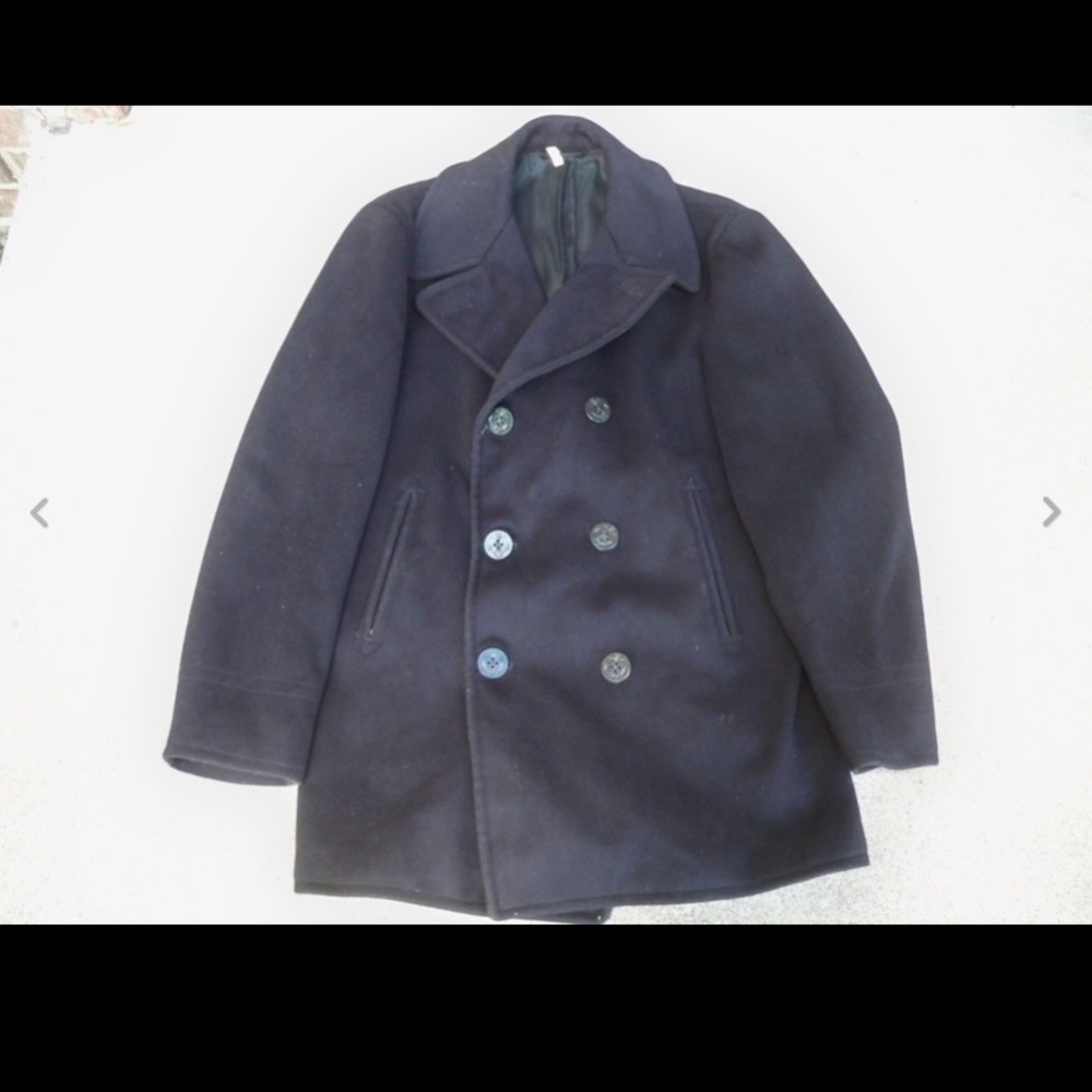 Vtg US Navy Vietnam Nam Era Dated 1963 Men's Black Wool Pea Coat Jacket Size 40